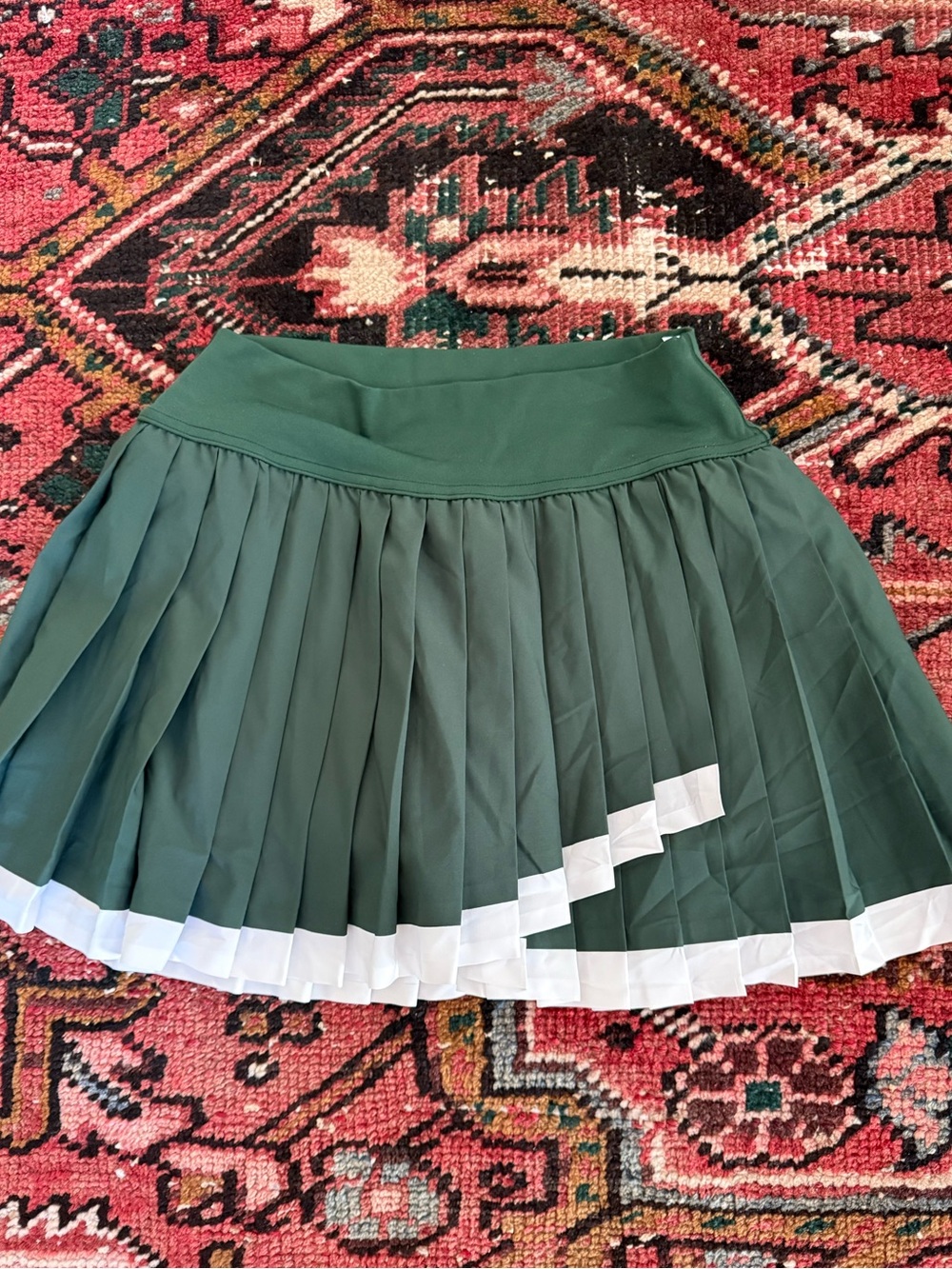 aerie Forest Green Pleated Mini Skirt with White Trim